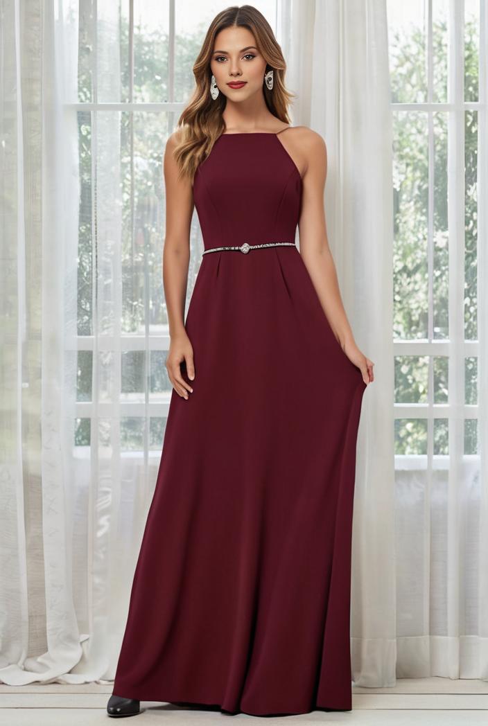 flowy chiffon one shoulder with three straps bridesmaid dress 131698