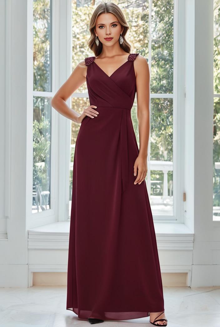 flowy chiffon one shoulder with three straps bridesmaid dress 131713