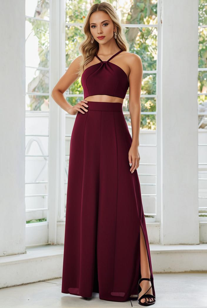 flowy chiffon one shoulder with three straps bridesmaid dress 131715