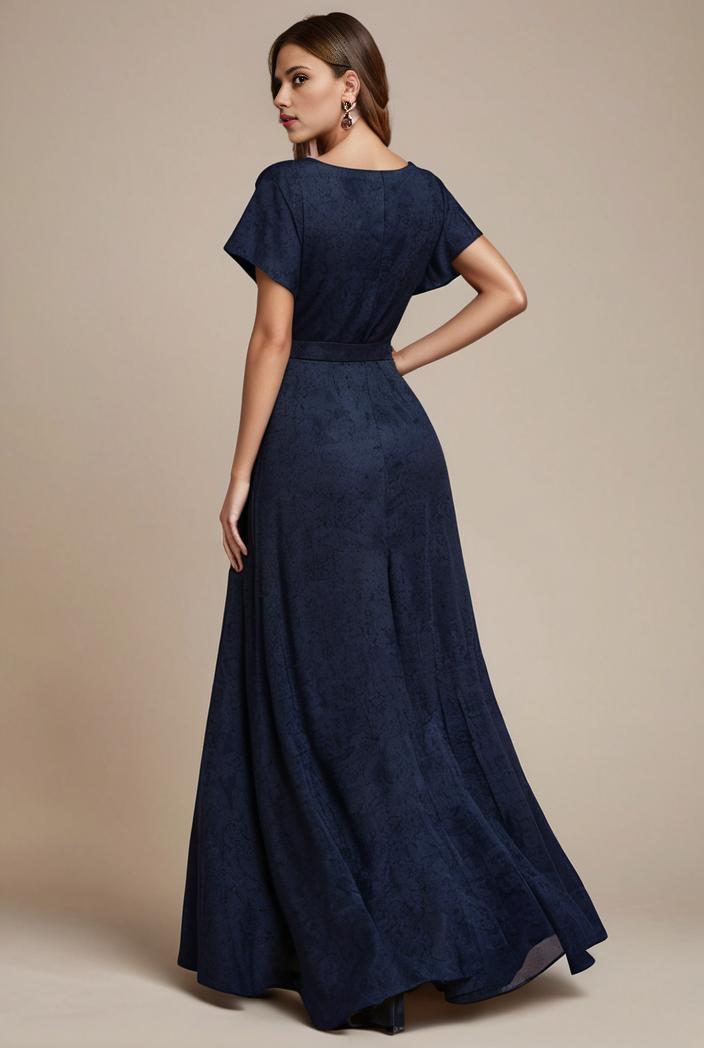 glitter high low front side slit ruffled v neck evening dress 131986