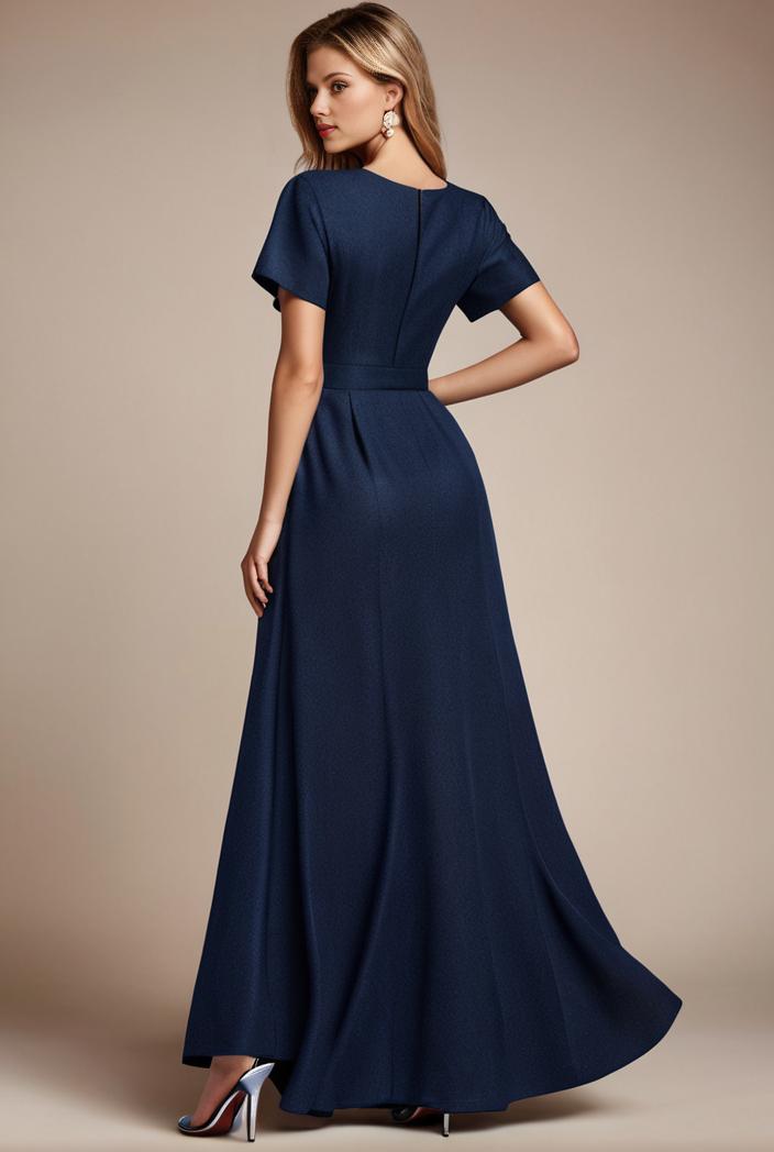 glitter high low front side slit ruffled v neck evening dress 131988