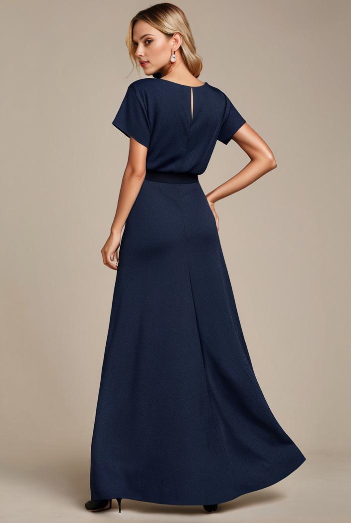 glitter high low front side slit ruffled v neck evening dress 131990