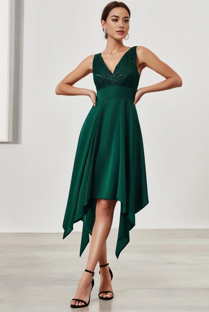 deep v neck lace chiffon bridesmaid dress with asymmetrical hem 137176