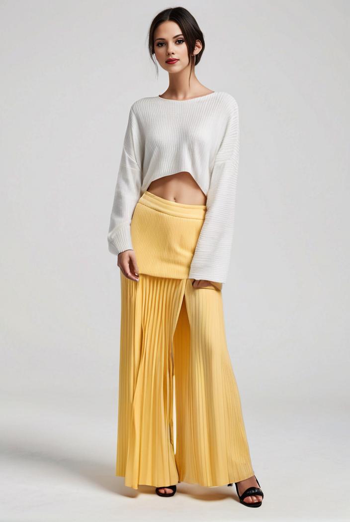 pleated high waist commuting temperament maxi dress 136042