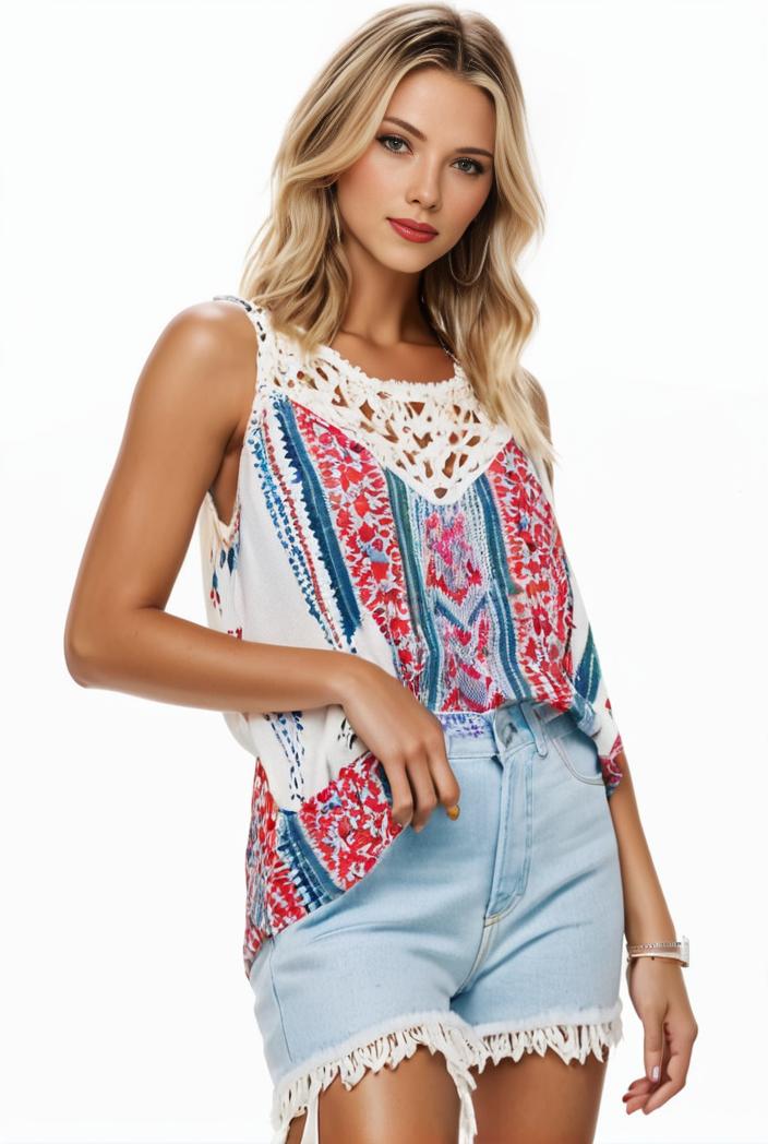 plus size boho tank top women s plus paisley print square neck medium stretch ruched tank top 138040
