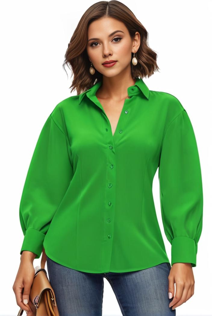 plus size casual blouse women s plus solid button up lantern sleeve turn down collar nipped waist blouse 138093