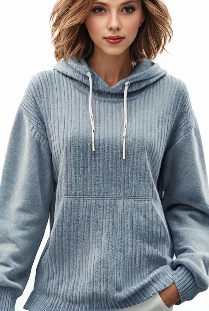 plus size casual sweatshirt women s plus solid waffle long sleeve drawstring hooded pullover sweatshirt with kangaroo pockets casual tops for fall winter women s clothing 138584