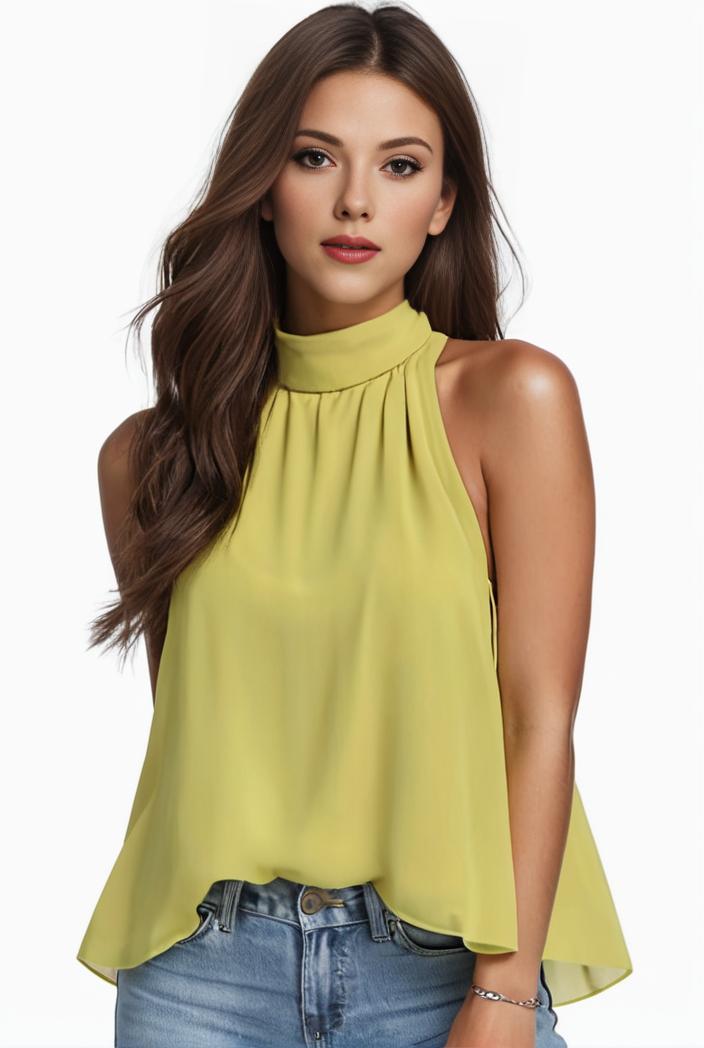 plus size elegant tank top women s plus solid halter neck tie back ruched tank top 140105