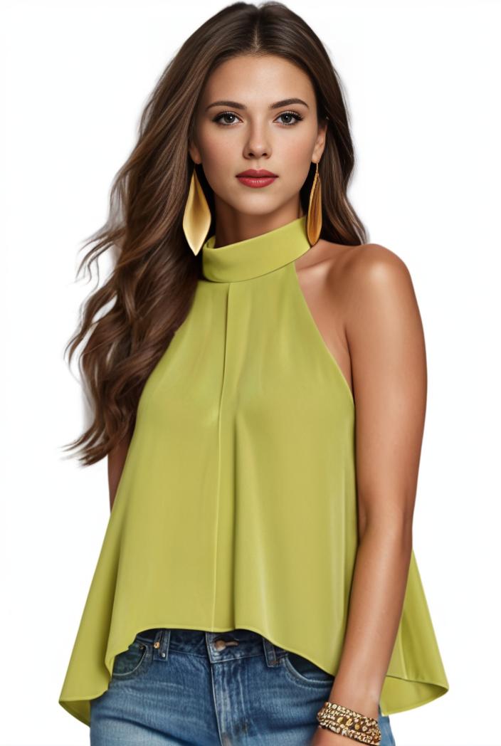 plus size elegant tank top women s plus solid halter neck tie back ruched tank top 140107