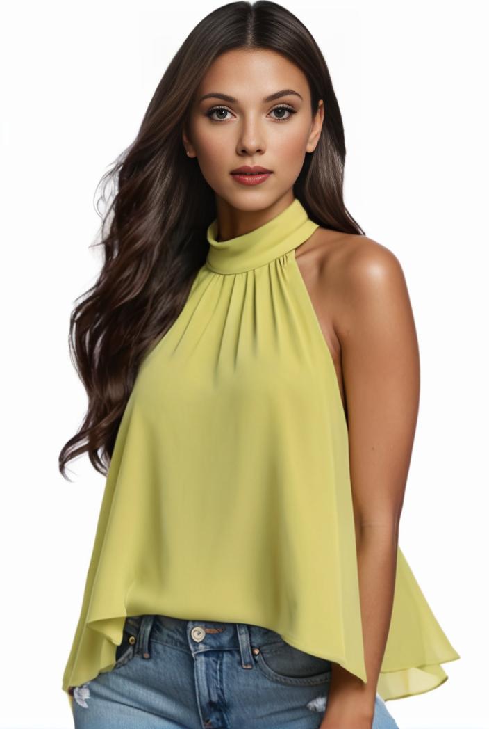 plus size elegant tank top women s plus solid halter neck tie back ruched tank top 140109