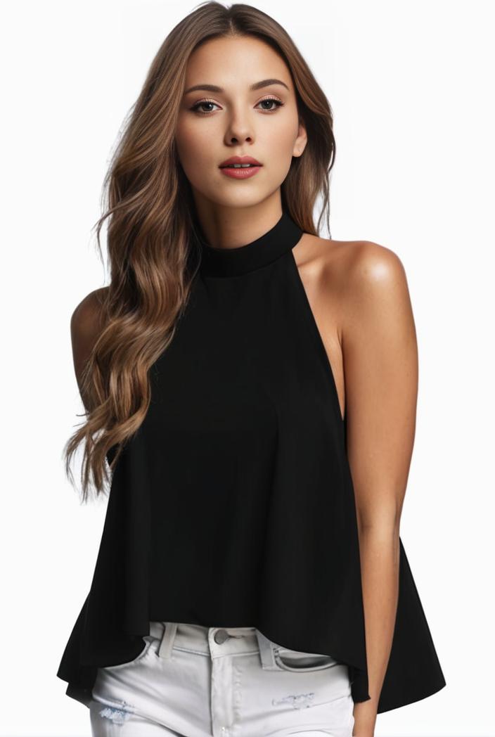 plus size elegant tank top women s plus solid halter neck tie back ruched tank top 140113
