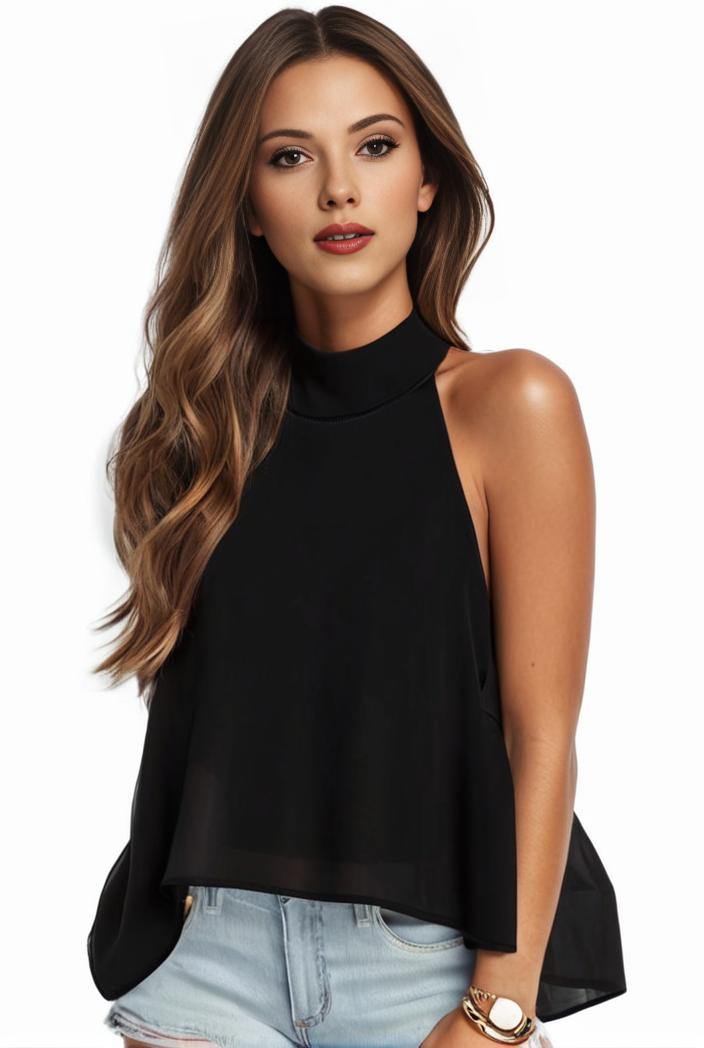 plus size elegant tank top women s plus solid halter neck tie back ruched tank top 140118