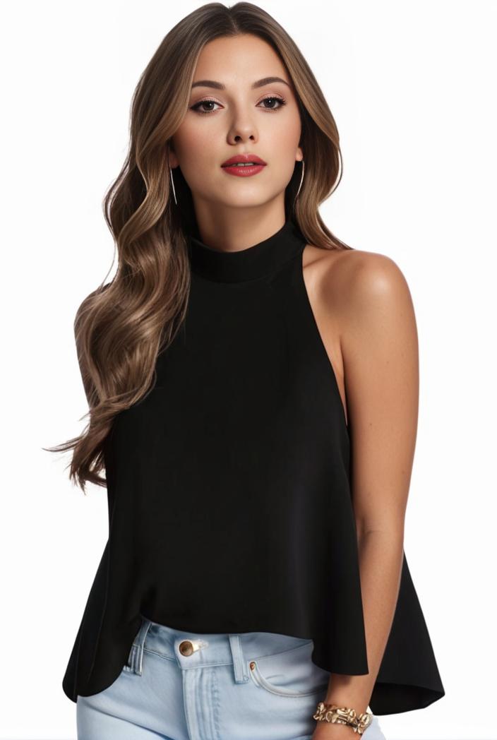 plus size elegant tank top women s plus solid halter neck tie back ruched tank top 140119