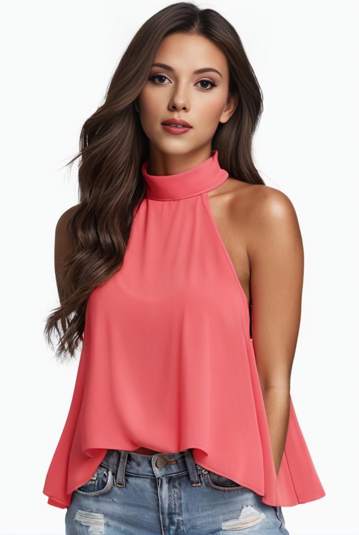 plus size elegant tank top women s plus solid halter neck tie back ruched tank top 140121