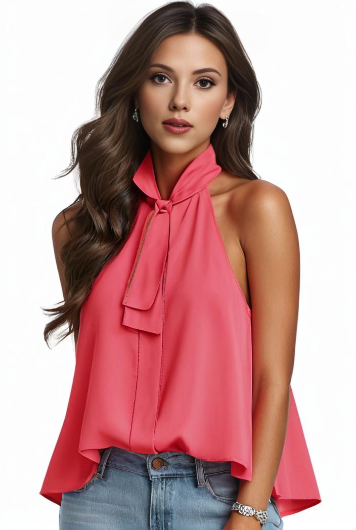 plus size elegant tank top women s plus solid halter neck tie back ruched tank top 140128