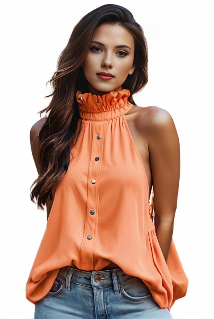 plus size elegant tank top women s plus solid halter neck tie back ruched tank top 140130