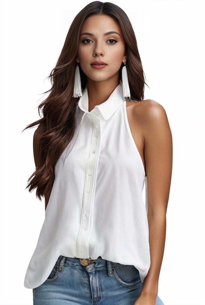 plus size elegant tank top women s plus solid halter neck tie back ruched tank top 140138