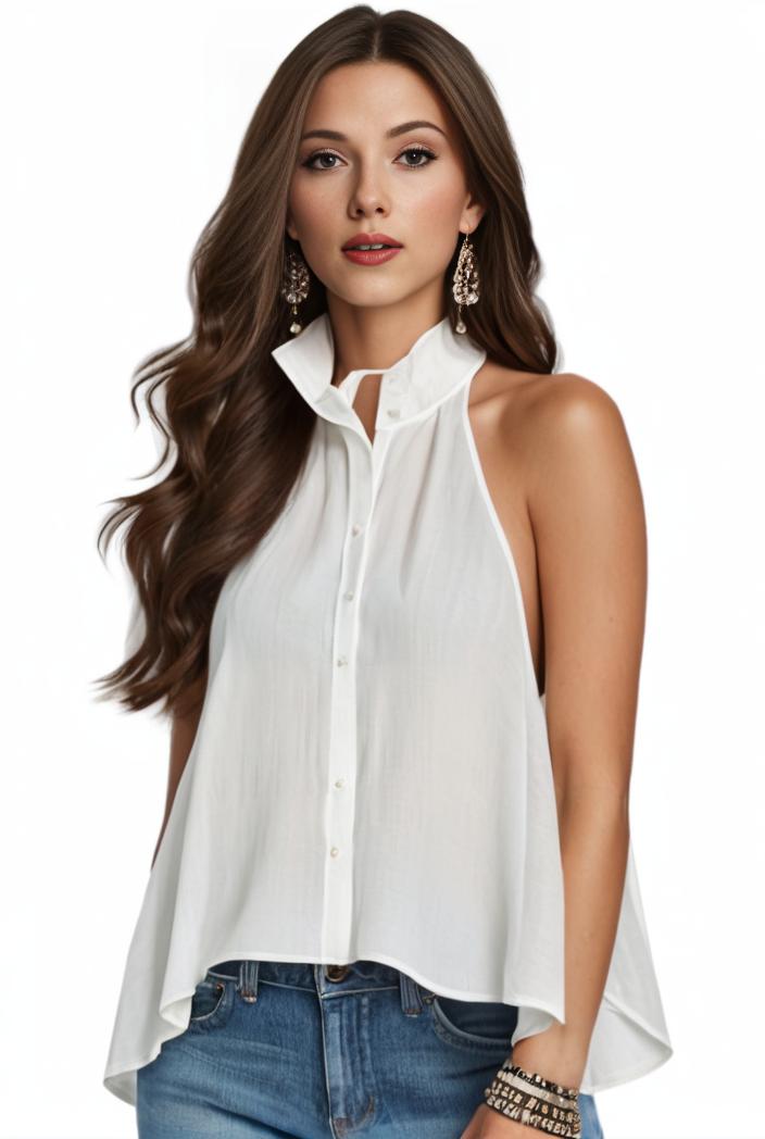 plus size elegant tank top women s plus solid halter neck tie back ruched tank top 140139
