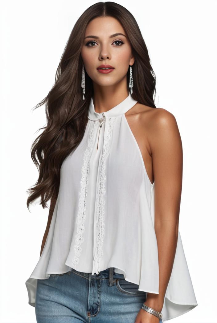 plus size elegant tank top women s plus solid halter neck tie back ruched tank top 140144
