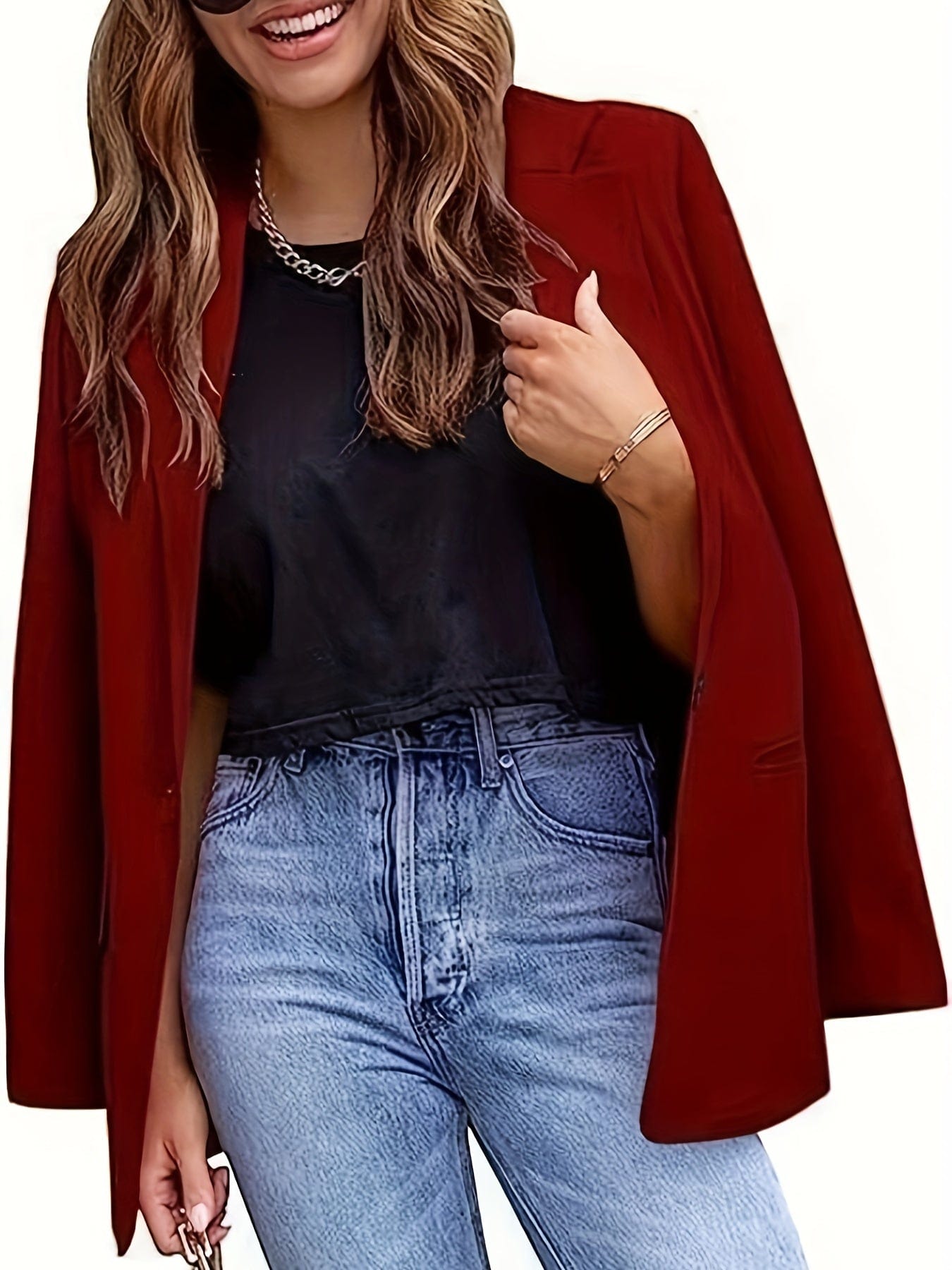 Office Work Lapel Stylish Button Front Blazer