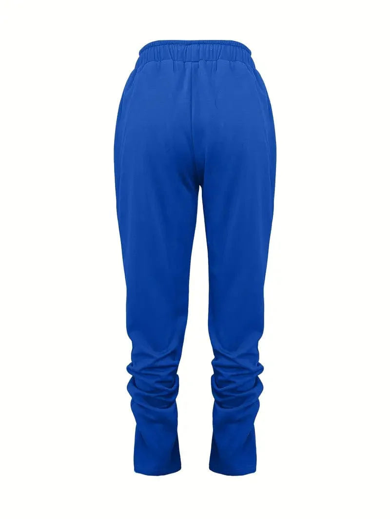 Long Drawstring Pants with Dual Pockets for Women's Fall & Winter Wear