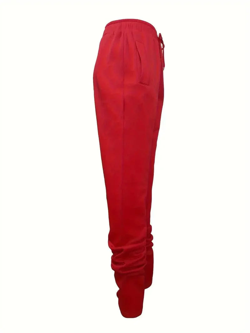 Long Drawstring Pants with Dual Pockets for Women's Fall & Winter Wear