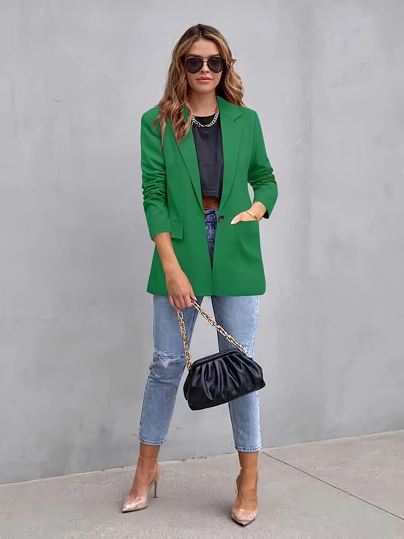 Office Work Lapel Stylish Button Front Blazer