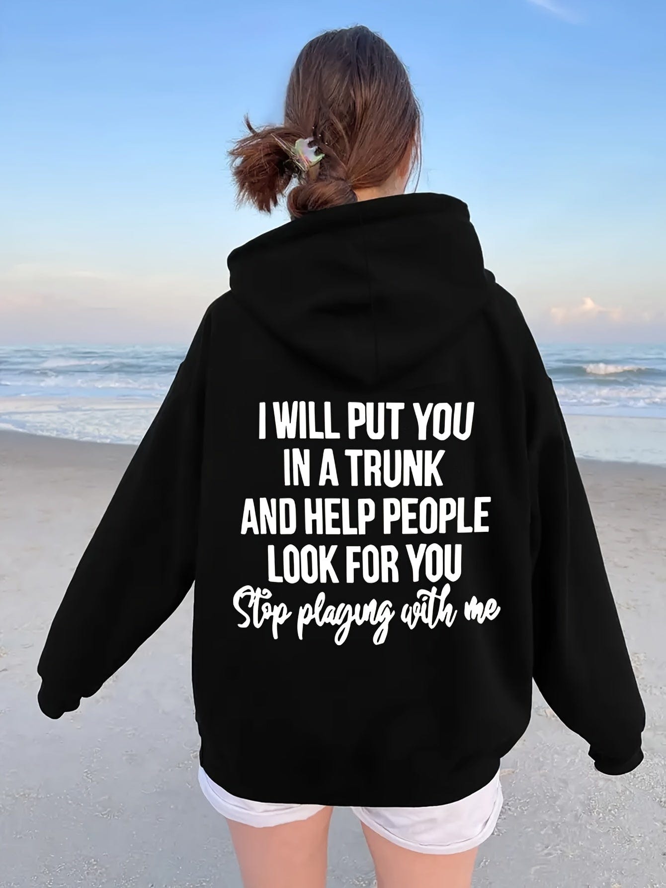 Letter Print Stylish Versatile Comfortable Drawstring Hoodie