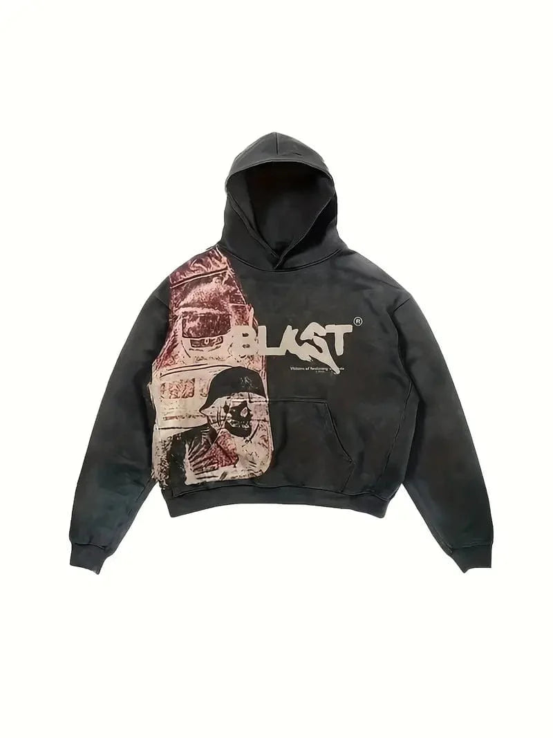 Printed Graphic Women's Kangaroo Pocket Hoodie Sweatshirt with Long Sleeves