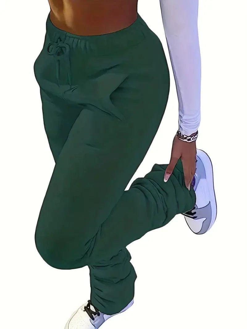 Long Drawstring Pants with Dual Pockets for Women's Fall & Winter Wear