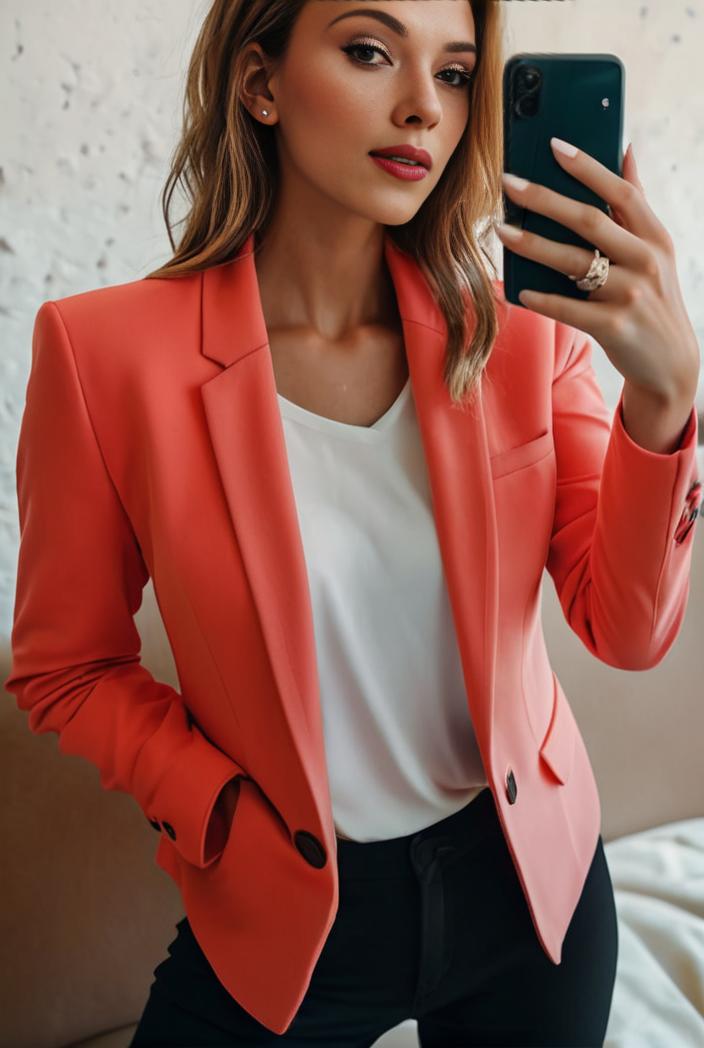 women s solid open front blazer with long sleeves for office wear 139354