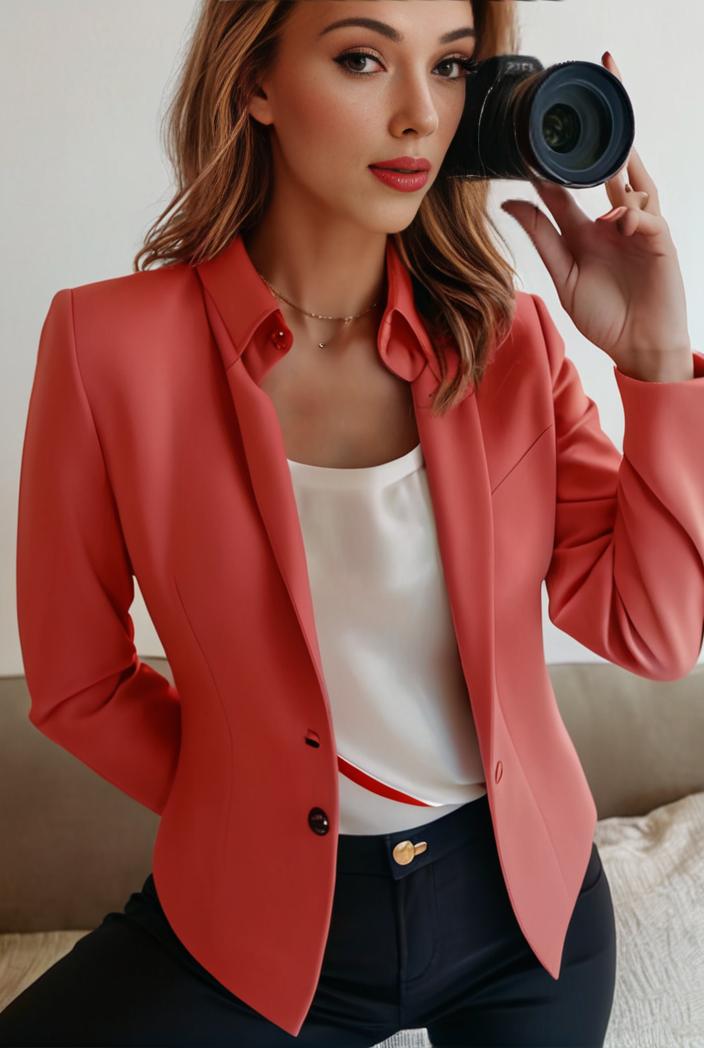 women s solid open front blazer with long sleeves for office wear 139361