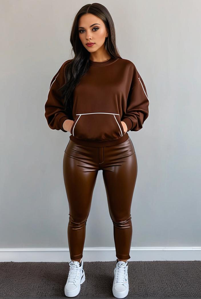 casual drawstring pants and hoodie combo set for women 143754
