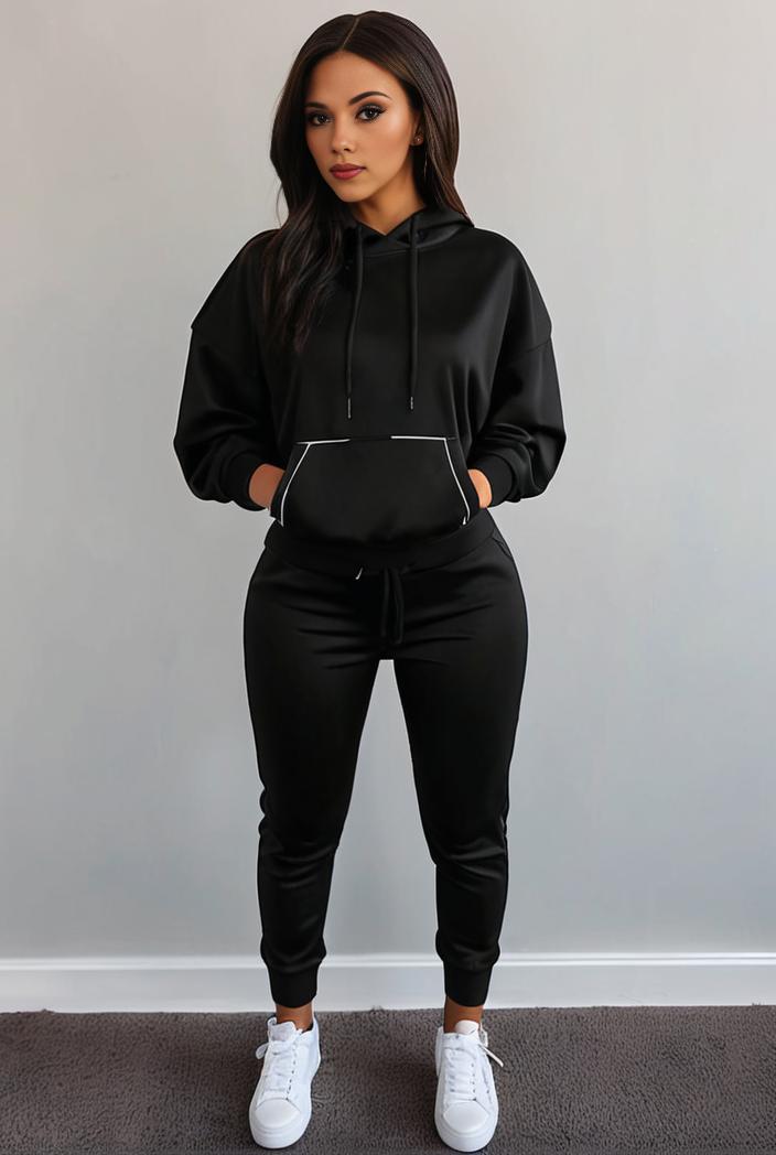 casual drawstring pants and hoodie combo set for women 143762