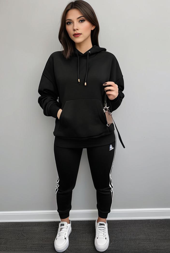 casual drawstring pants and hoodie combo set for women 143765