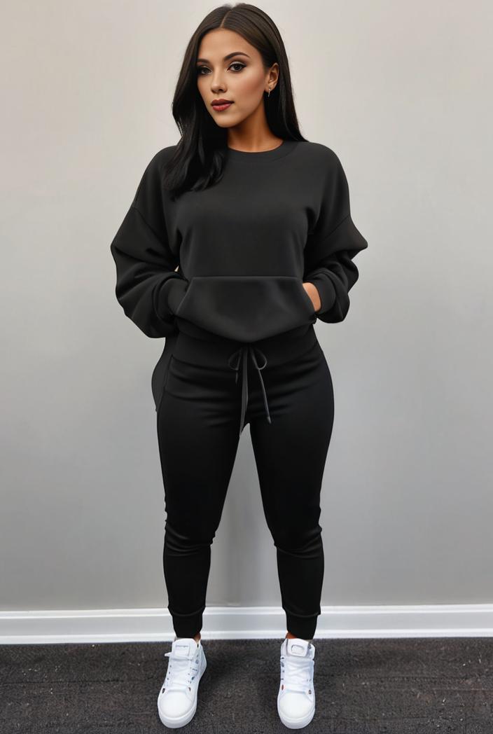 casual drawstring pants and hoodie combo set for women 143767