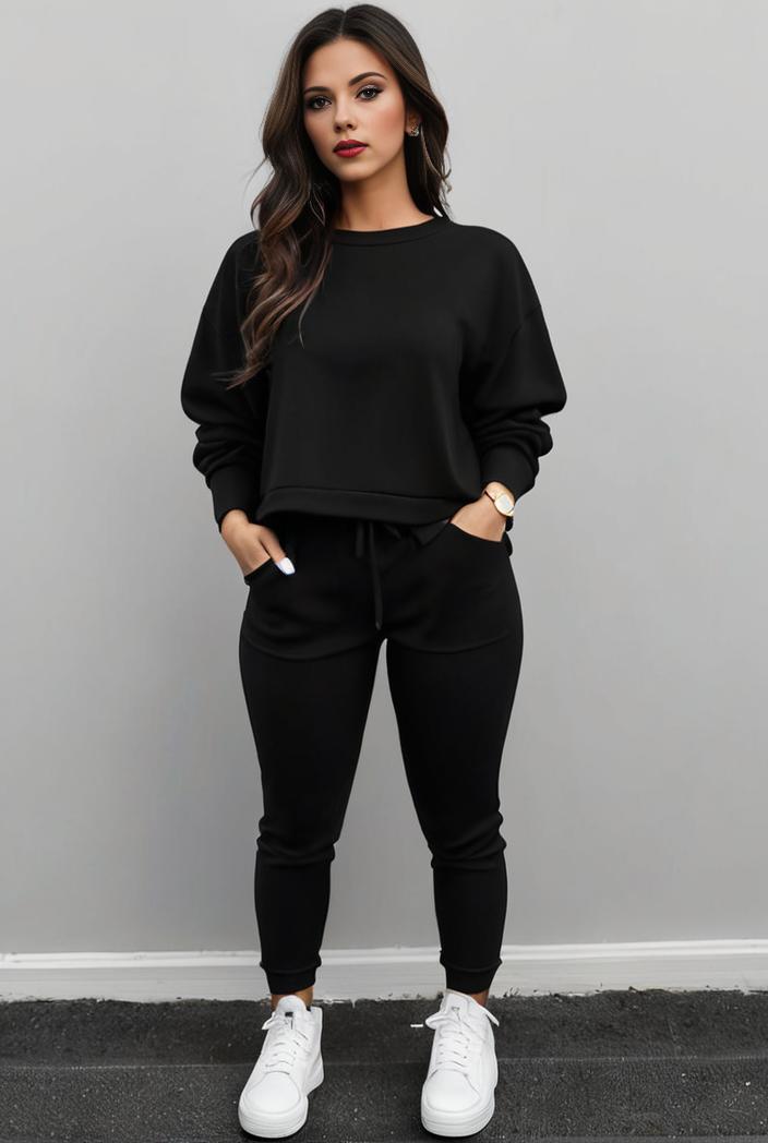 casual drawstring pants and hoodie combo set for women 143768