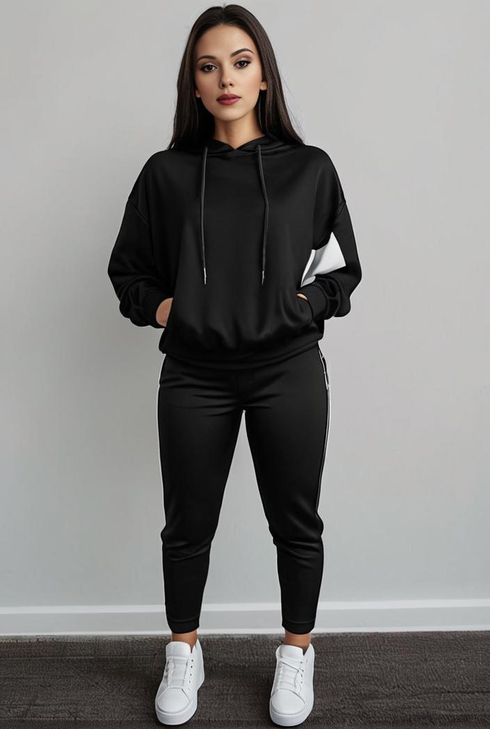 casual drawstring pants and hoodie combo set for women 143769