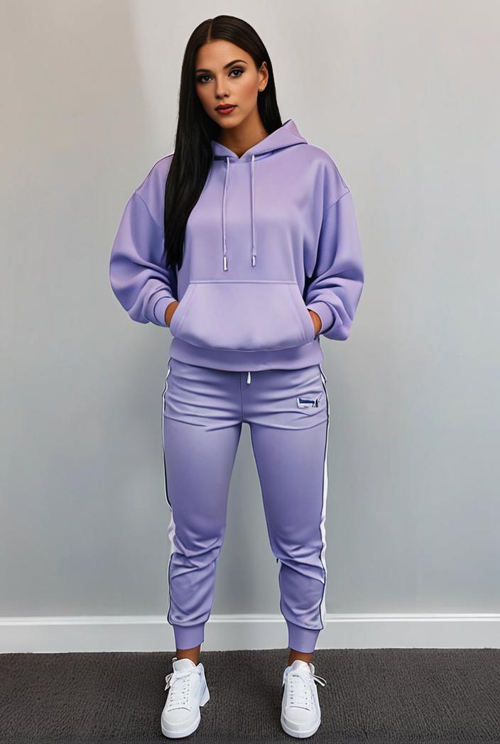 casual drawstring pants and hoodie combo set for women 143770