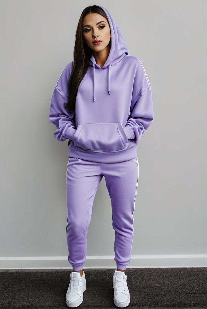 casual drawstring pants and hoodie combo set for women 143777