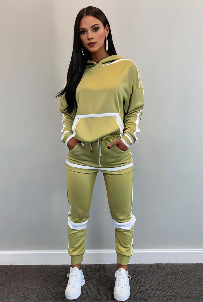 casual drawstring pants and hoodie combo set for women 143778