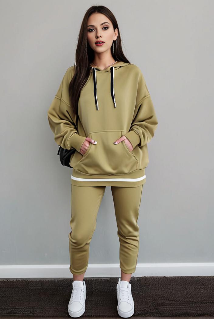 casual drawstring pants and hoodie combo set for women 143785
