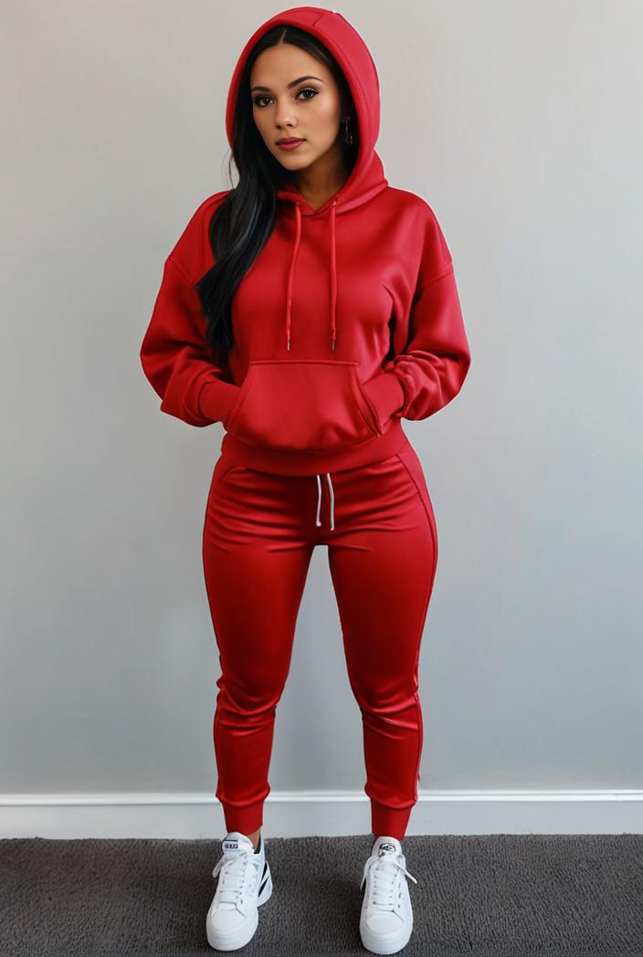 casual drawstring pants and hoodie combo set for women 143786