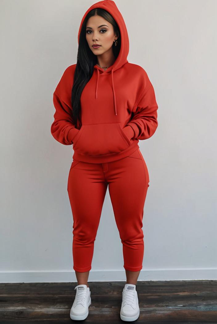 casual drawstring pants and hoodie combo set for women 143787