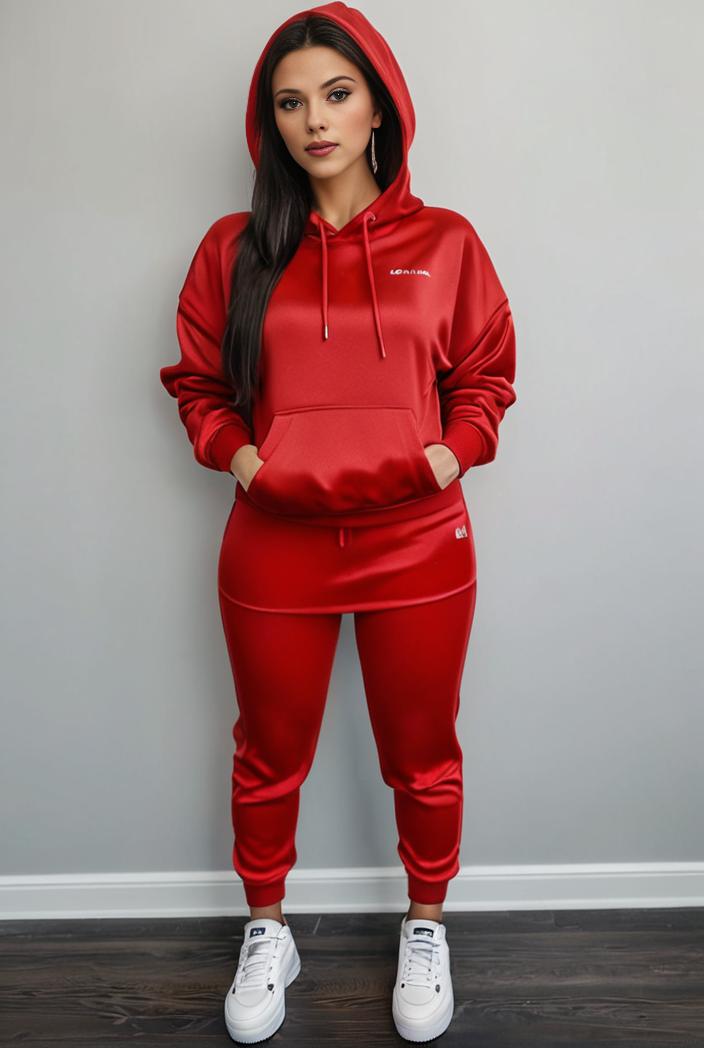 casual drawstring pants and hoodie combo set for women 143789