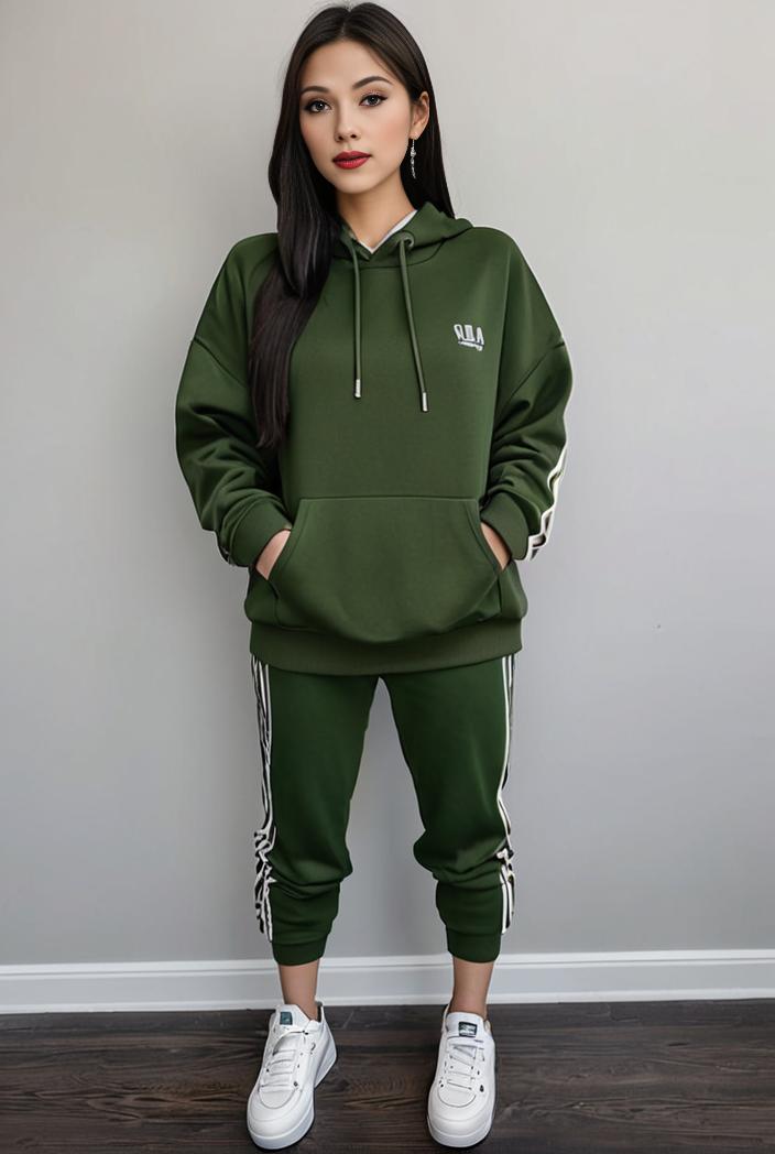 casual drawstring pants and hoodie combo set for women 143797