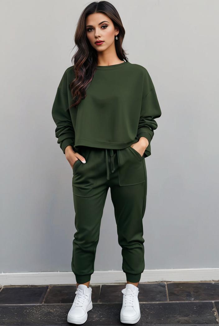 casual drawstring pants and hoodie combo set for women 143800