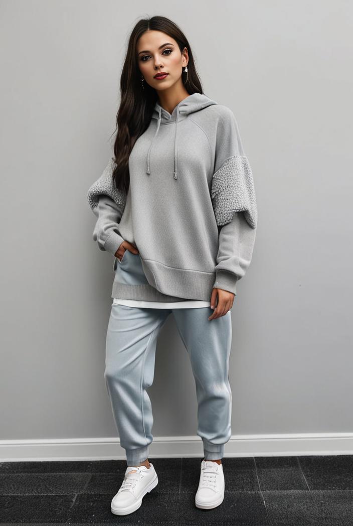 casual drawstring pants and hoodie combo set for women 143805