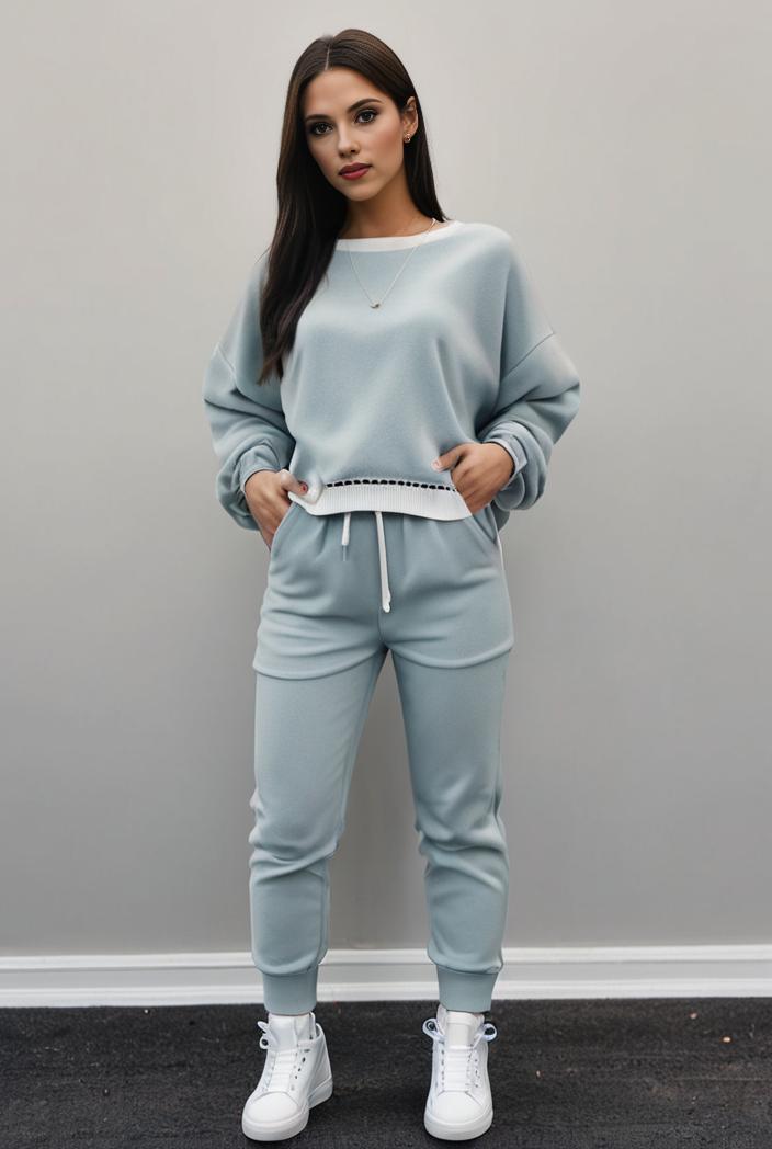 casual drawstring pants and hoodie combo set for women 143807