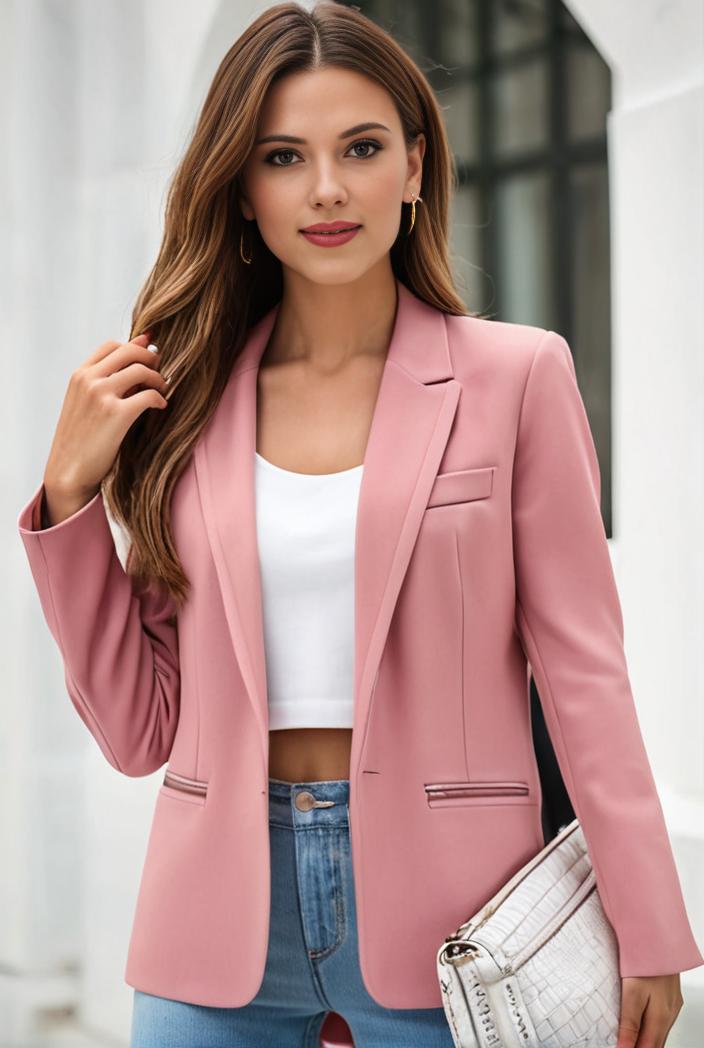 chic open front blazer with stylish pockets for women 145347
